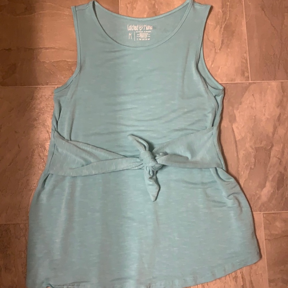 Latched Mama Nursing Front Tie Teal Tank, size medium